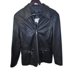 Vintage Valerie Stevens Black Lamb Skin Leather Jacket Size M